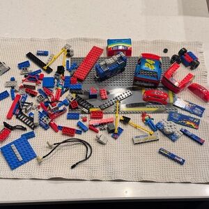LEGO pit crew 3 tires Racer Set majority parts here missing a few.